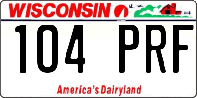 WI license plate 104PRF
