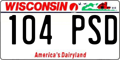 WI license plate 104PSD