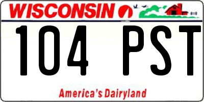 WI license plate 104PST