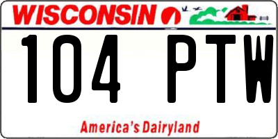WI license plate 104PTW