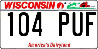 WI license plate 104PUF