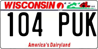 WI license plate 104PUK