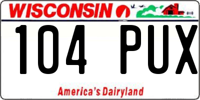 WI license plate 104PUX