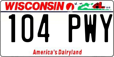 WI license plate 104PWY