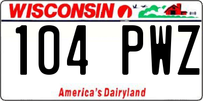 WI license plate 104PWZ