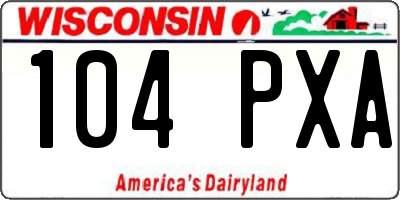 WI license plate 104PXA