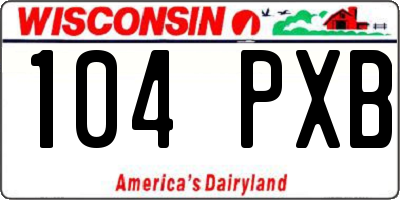 WI license plate 104PXB