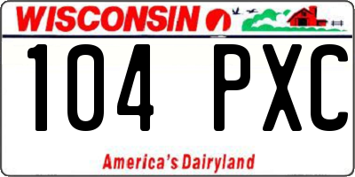 WI license plate 104PXC