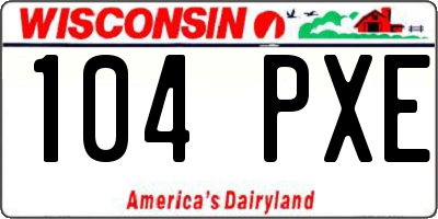 WI license plate 104PXE