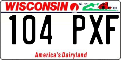 WI license plate 104PXF