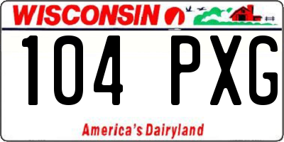 WI license plate 104PXG