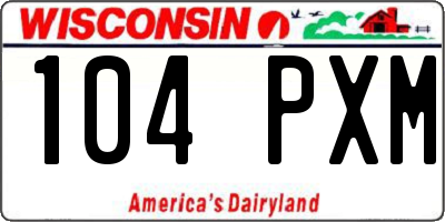 WI license plate 104PXM