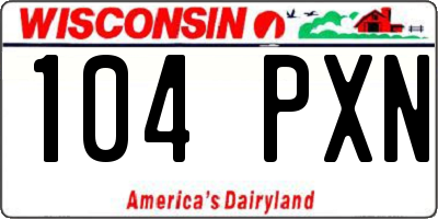 WI license plate 104PXN