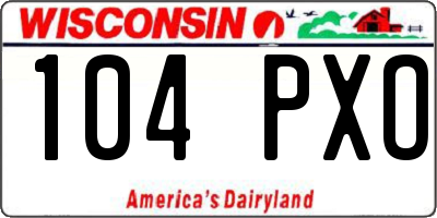 WI license plate 104PXO