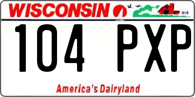 WI license plate 104PXP