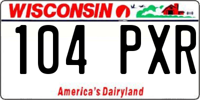 WI license plate 104PXR