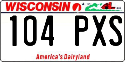 WI license plate 104PXS