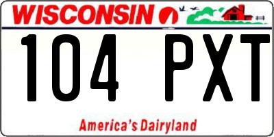 WI license plate 104PXT