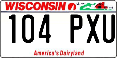 WI license plate 104PXU