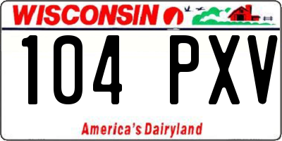 WI license plate 104PXV