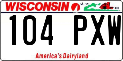 WI license plate 104PXW