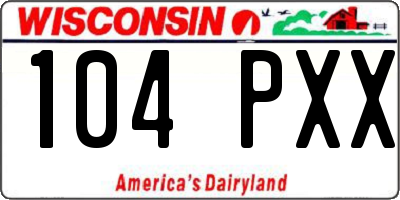 WI license plate 104PXX