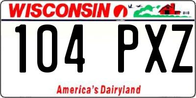 WI license plate 104PXZ