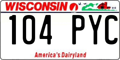 WI license plate 104PYC