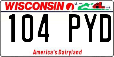 WI license plate 104PYD