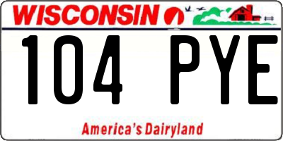 WI license plate 104PYE