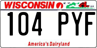 WI license plate 104PYF