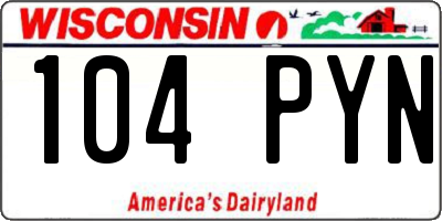 WI license plate 104PYN