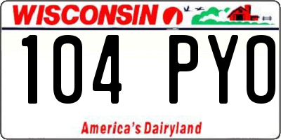 WI license plate 104PYO
