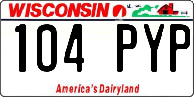 WI license plate 104PYP