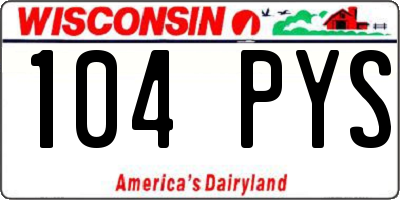 WI license plate 104PYS