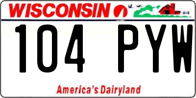 WI license plate 104PYW