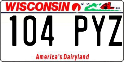 WI license plate 104PYZ