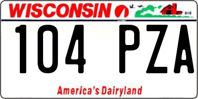 WI license plate 104PZA