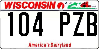 WI license plate 104PZB