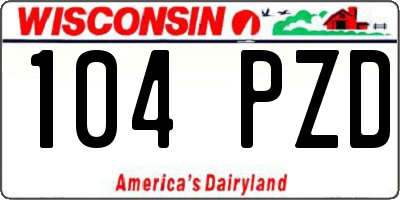 WI license plate 104PZD
