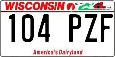 WI license plate 104PZF