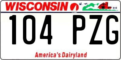 WI license plate 104PZG
