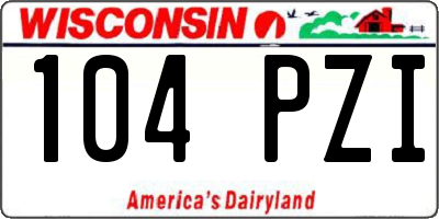 WI license plate 104PZI