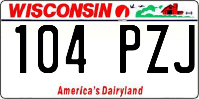 WI license plate 104PZJ
