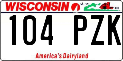 WI license plate 104PZK