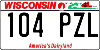 WI license plate 104PZL