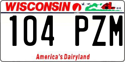 WI license plate 104PZM