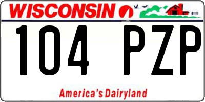 WI license plate 104PZP