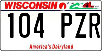 WI license plate 104PZR