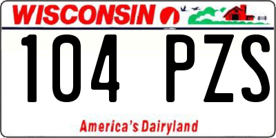 WI license plate 104PZS